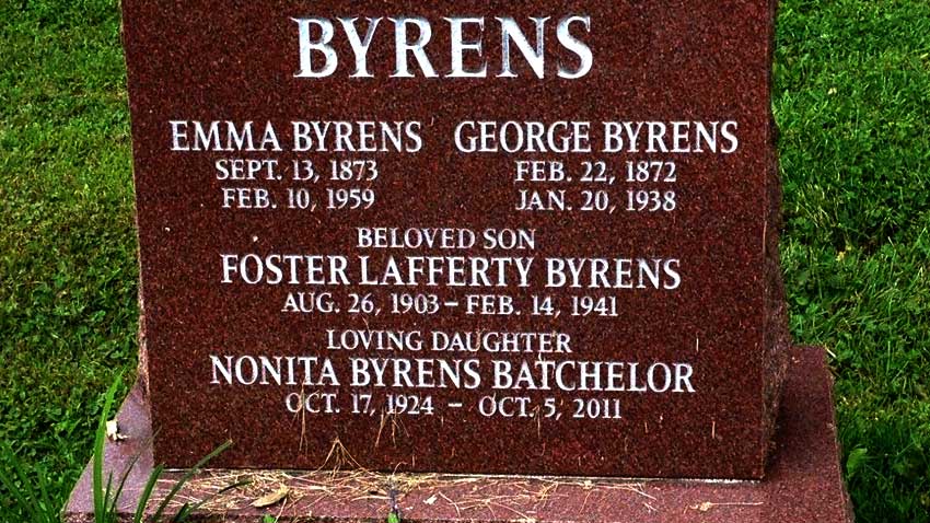 Emma's Back Porch, Burlington, Ontario - Emma Byrens Grave