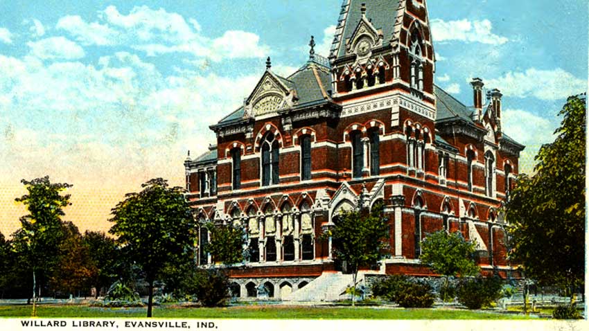 Willard Library in Evansville, Indiana | Grey Lady & her Hated Father - Historic Postcard